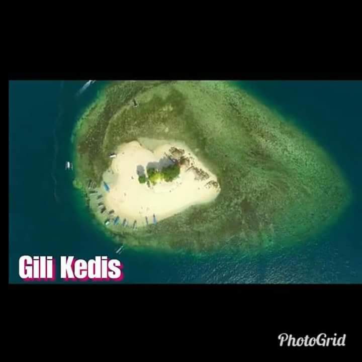 Aerial view of Gili Kedis island near Lombok